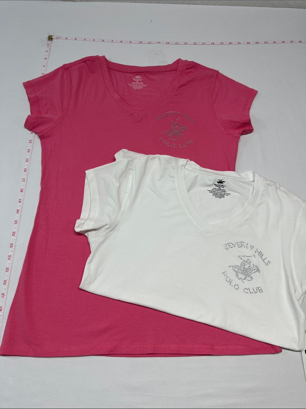 Set up 2 Beverly Hills Polo Club Short Sleeve Tees Pink&White cotton blend 1309